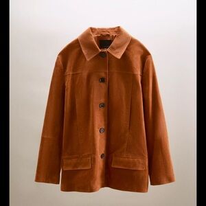 Women's Orange Suede Blazer Jacket